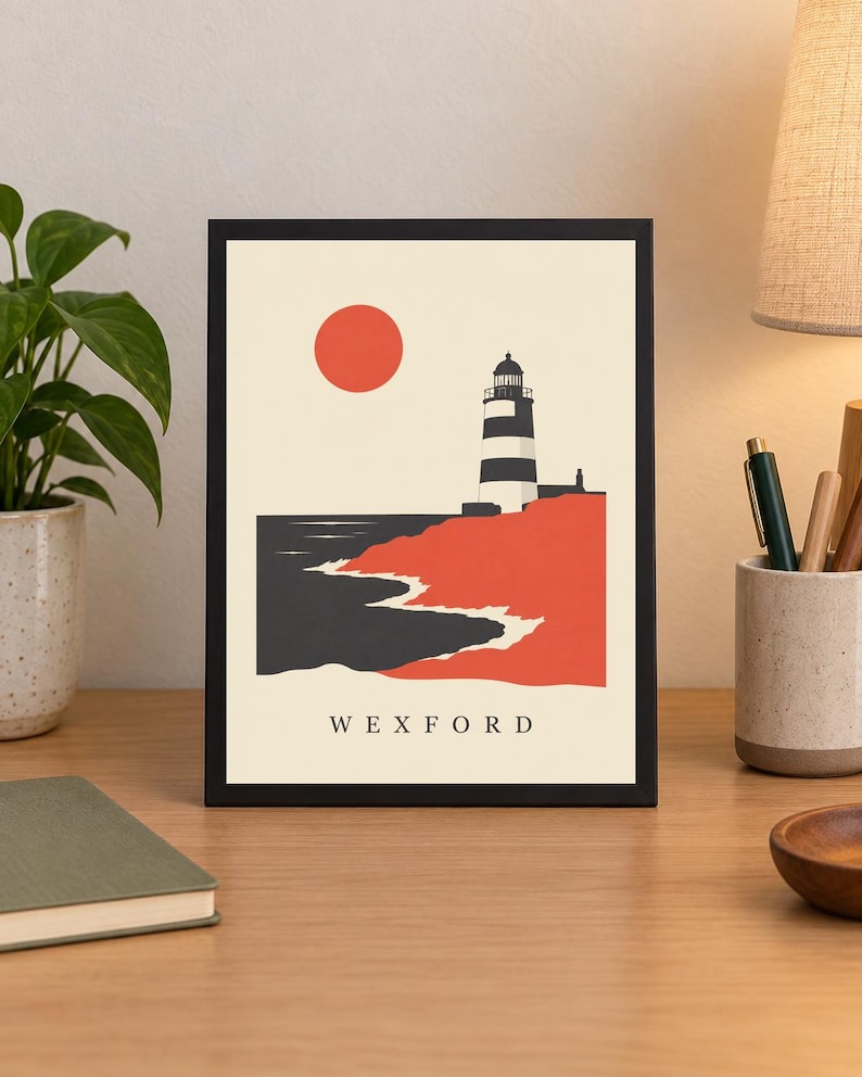 Tryck av fyren i Wexford Hook | Digital nedladdning av irländsk väggkonst bild 2