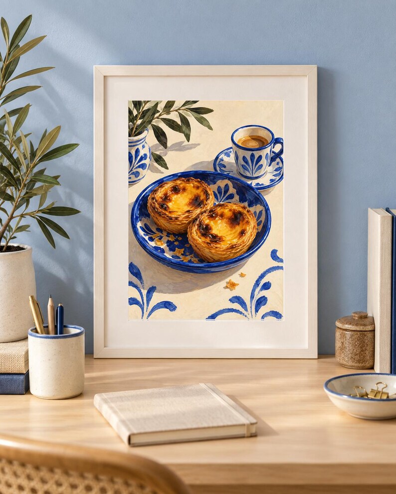 Morgontryck med portugisisk vaniljsåspaj | Blå & vit keramik (digital nedladdning) bild 4