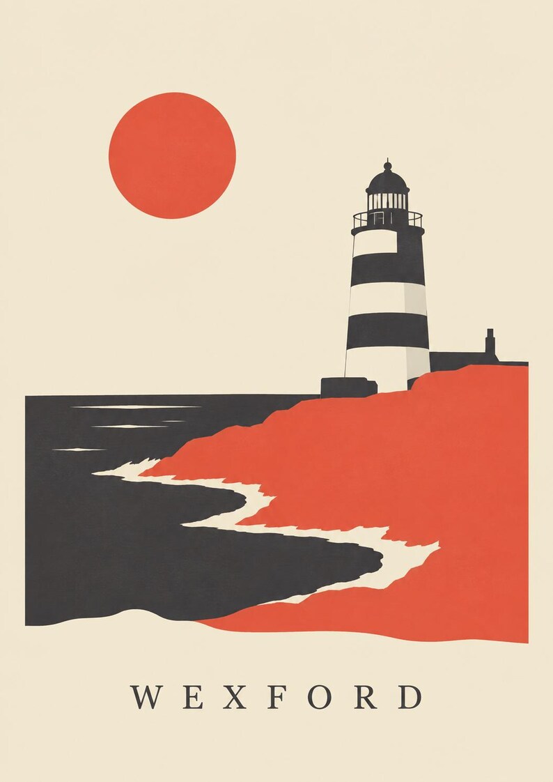 Tryck av fyren i Wexford Hook | Digital nedladdning av irländsk väggkonst bild 6