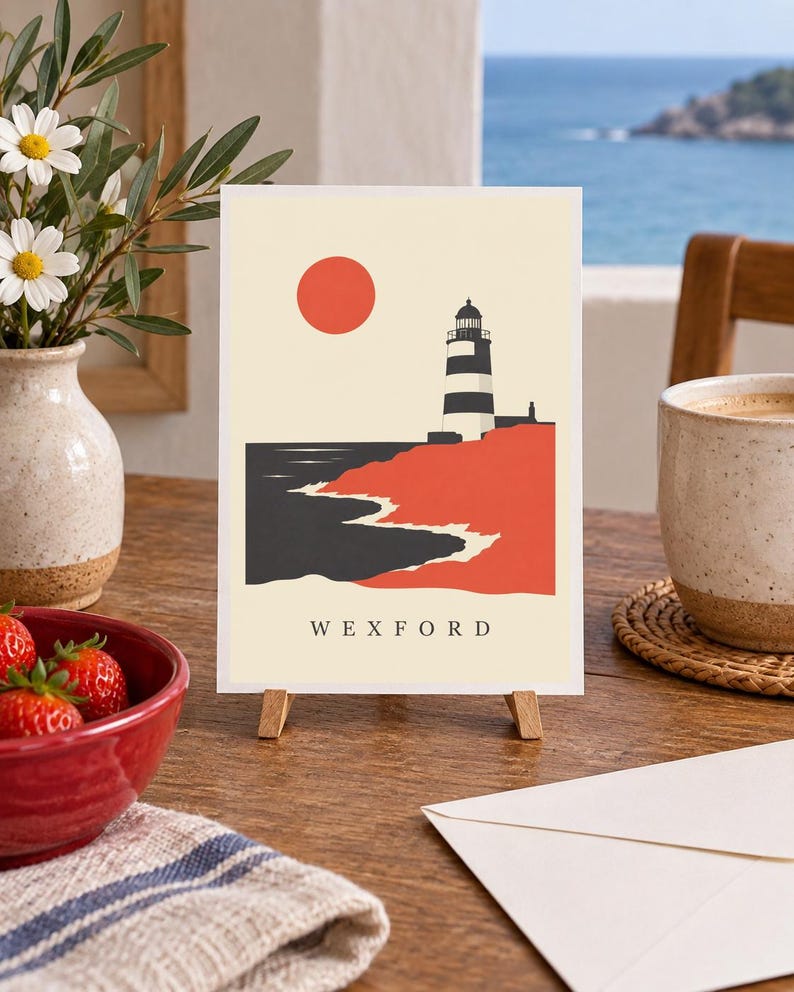 Tryck av fyren i Wexford Hook | Digital nedladdning av irländsk väggkonst bild 3