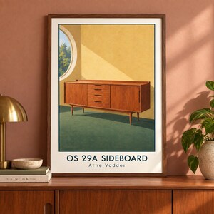 OS 29A Sideboard Art Print, Arne Vodder Möbelaffisch, A2 digital nedladdning bild 2