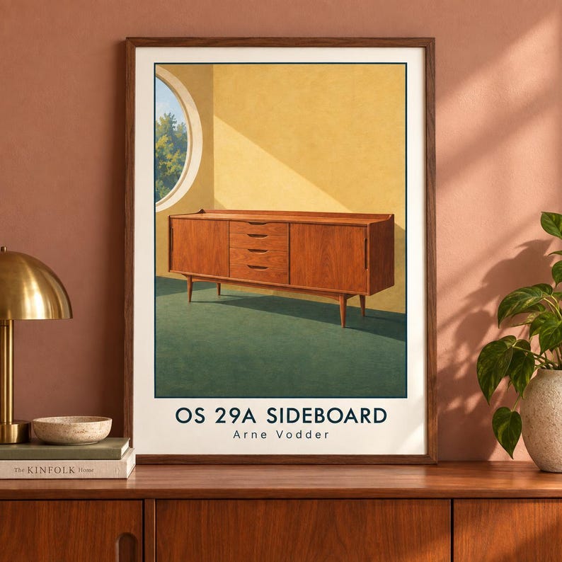 OS 29A Sideboard Art Print, Arne Vodder Möbelaffisch, A2 digital nedladdning bild 2