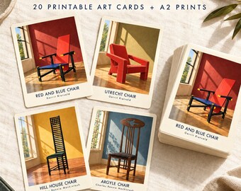 Eclectic Furniture Art Cards, 20 Printable Designs, A2 Wall Art Bundle, Digital Download