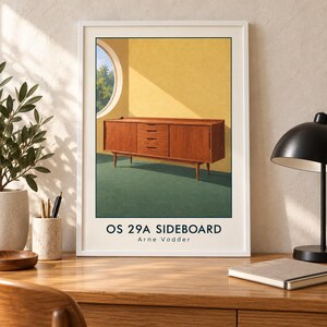 OS 29A Sideboard Art Print, Arne Vodder Möbelaffisch, A2 digital nedladdning bild 3