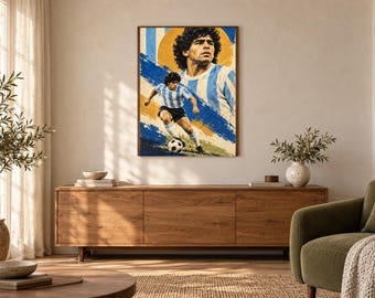 Diego Maradona Football Poster, Vintage Number 10 Sports Wall Art, A2 Digital Download
