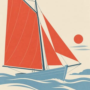 Utskrivbar konst i Galway County, kustdesign med röd segelbåt, digital nedladdning för irländskt bruk bild 6