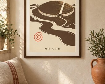 Meath County Printable Art, Newgrange Inspired Boyne Valley, Irish Digital Download