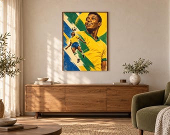 Pelé Football Poster, Vintage Number 10 Sports Wall Art, A2 Digital Download