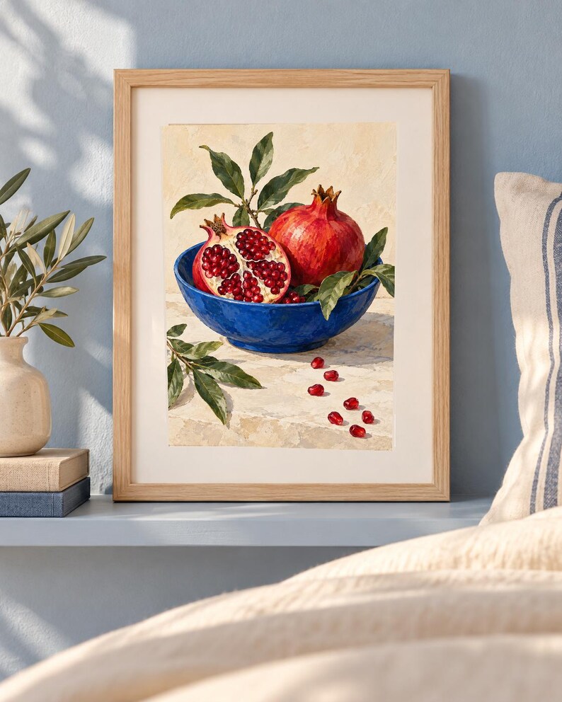 Stillebentryck av grekiskt granatäpple | Utskrivbar väggkonst | Granatäpple från Peloponnesos | Digital nedladdning bild 3