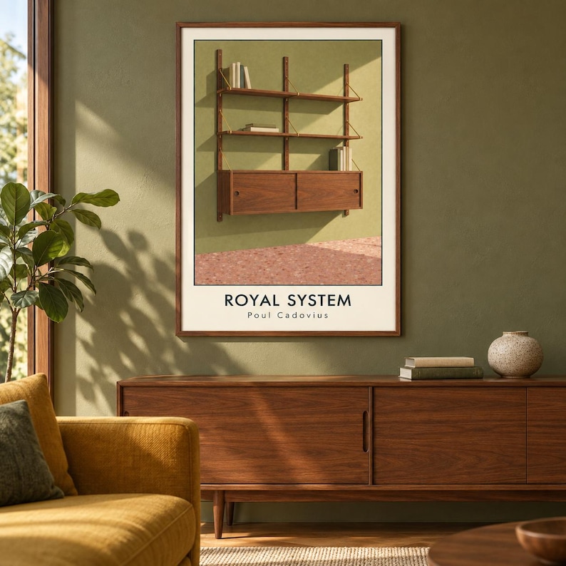 Konsttryck av Royal System, möbelaffisch från Poul Cadovius, digital nedladdning i A2-format bild 1