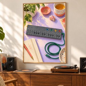 Teenage Engineering OP-Z väggkonsttryck, färgglad synthesizer och sequencer-affisch, A2 digital nedladdning bild 2
