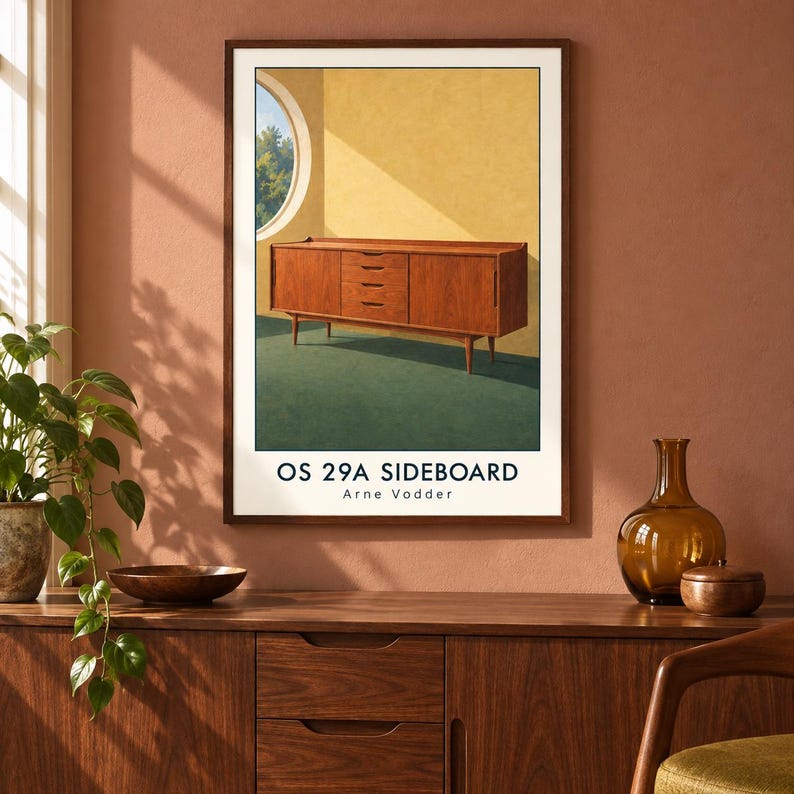 OS 29A Sideboard Art Print, Arne Vodder Möbelaffisch, A2 digital nedladdning bild 1