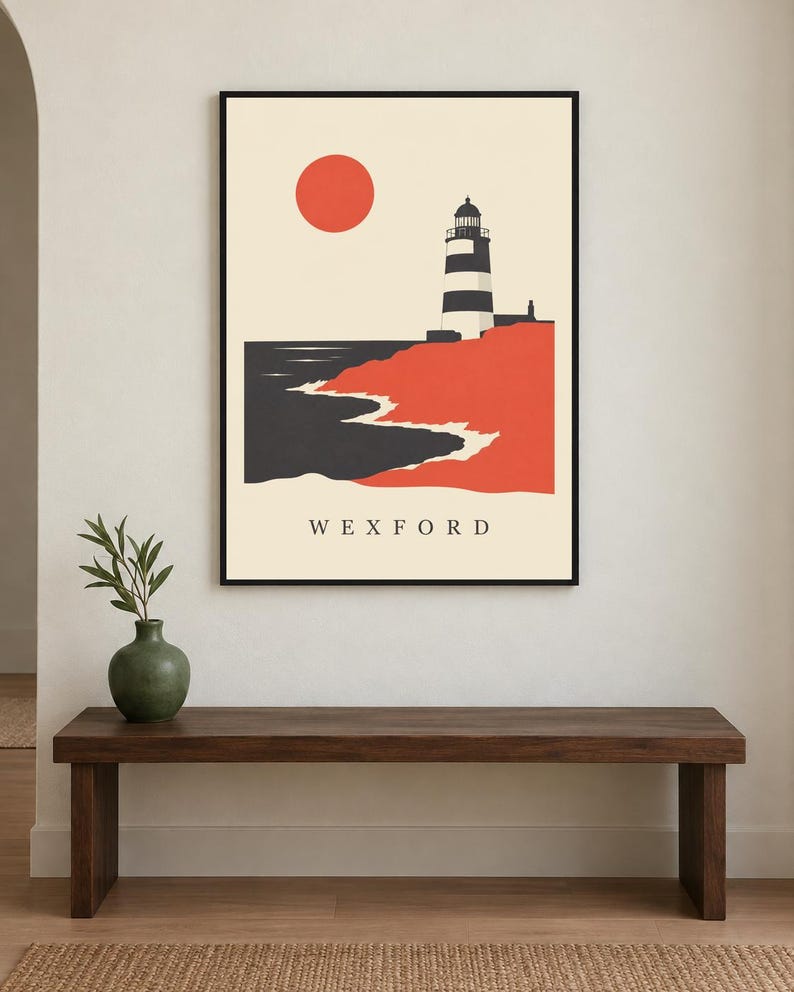 Tryck av fyren i Wexford Hook | Digital nedladdning av irländsk väggkonst bild 4