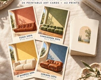 Contemporary Furniture Art Cards, 20 Printable Designs, A2 Wall Art Bundle, Digital Download