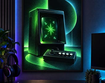Vectrex Art Print, Luminous Gaming Wall Art, Gamer Room Decor, A2 Digital Download