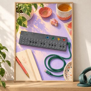 Teenage Engineering OP-Z väggkonsttryck, färgglad synthesizer och sequencer-affisch, A2 digital nedladdning bild 5