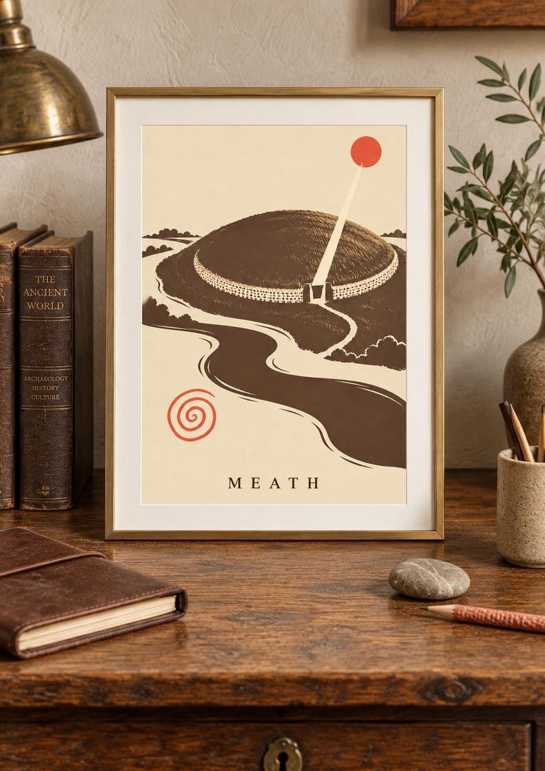 Utskrivbar konst från Meath County, Newgrange-inspirerad Boyne Valley, irländsk digital nedladdning bild 2