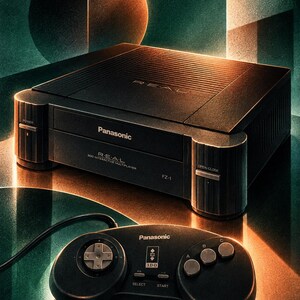 Puede incluir: Una consola de videojuegos Panasonic REAL 3DO Interactive Multiplayer FZ-1 negra con un mando con cable negro a juego. La consola cuenta con una bandeja de disco de carga frontal, bot&oacute;n de encendido y bot&oacute;n de apertura. El mando incluye una cruceta, botones A, B, C y botones Select/Start.