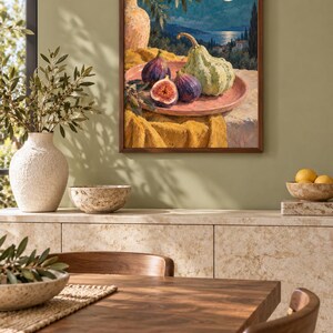 Fig Moon Wall Art, Autumn Still Life Painting, A3 Printable Digital Download image 4