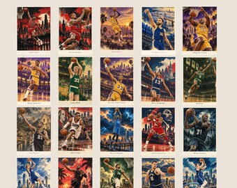 20 Basketball Legends Posters, A2 Full Colour Art Pack, NBA Player Prints, Digital Download