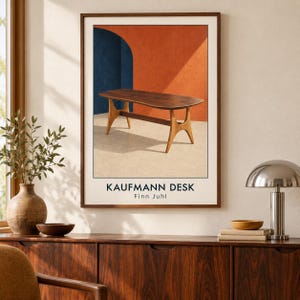 Kaufmann skrivbordskonsttryck, Finn Juhl möbelaffisch, A2 digital nedladdning bild 1