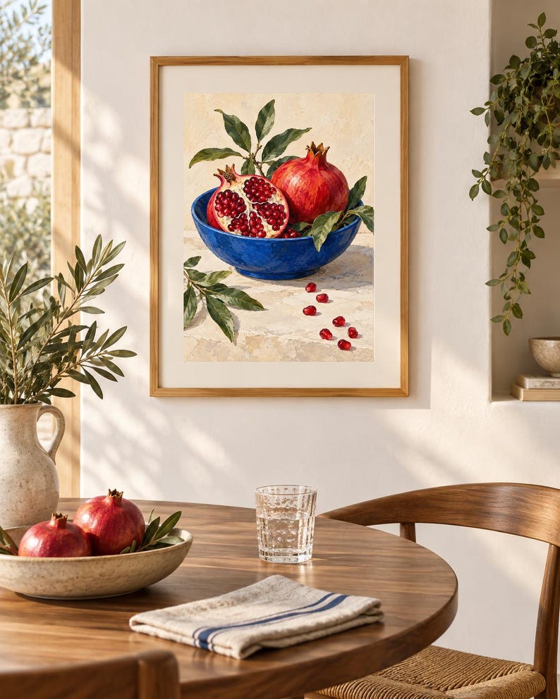Stillebentryck av grekiskt granatäpple | Utskrivbar väggkonst | Granatäpple från Peloponnesos | Digital nedladdning bild 5