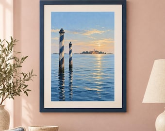 Venice Lagoon Seascape Print | Printable Wall Art | Venetian Lagoon Silence | Digital Download
