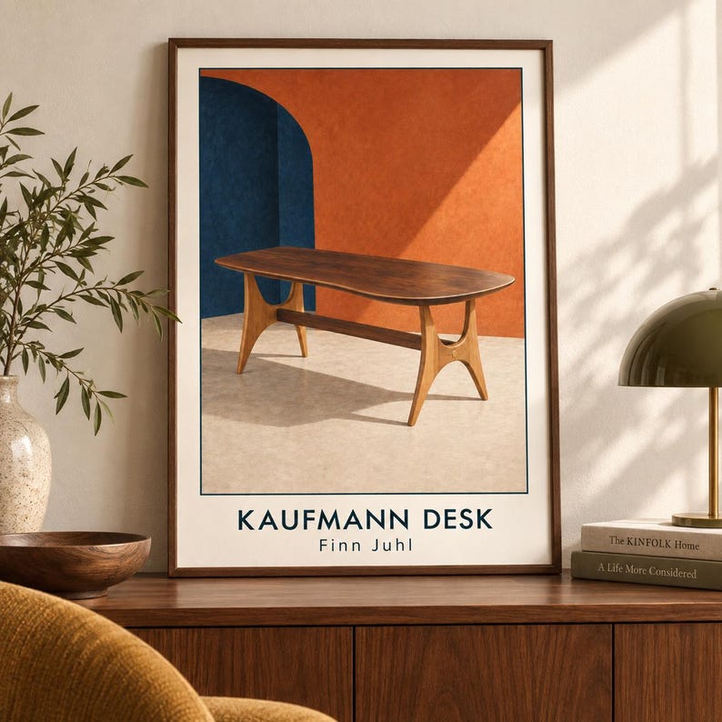 Kaufmann skrivbordskonsttryck, Finn Juhl möbelaffisch, A2 digital nedladdning bild 2