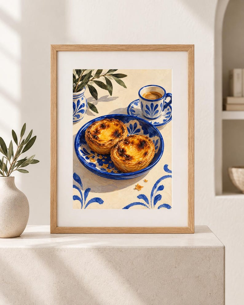 Morgontryck med portugisisk vaniljsåspaj | Blå & vit keramik (digital nedladdning) bild 2