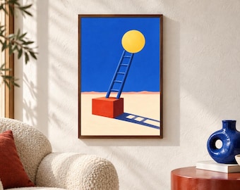 Surreal Sun and Ladder Wall Art | Sun on the Late Shift | Digital Download