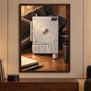 May include: A silver TP-7 field recorder featuring a circular central dial, a digital display showing the text TODAY 0:01:37, and three square playback buttons. The device includes a side-mounted lever, a volume knob, and a small orange indicator light.