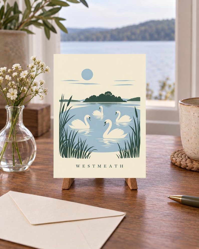 Westmeath Children of Lir Swans Print | Digital nedladdning av irländsk väggkonst bild 3