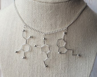 Biolojewelry - Customizable Neurotransmitter Necklace  Pick Your Neurotransmitter Combination Biology Chemistry Psychology
