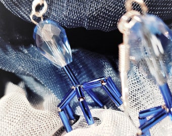 Biolojewelry -Bacteriophage Virus Biology Science Earrings - Medium Blue