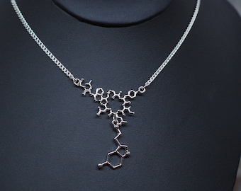 Biolojewelry - Collar de molécula de oxitocina, serotonina, biología, química, psicología y ciencia.