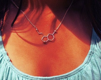 Biolojewelry - Serotonin Neurotransmitter Molecule Science Biology Chemistry Psychology Necklace