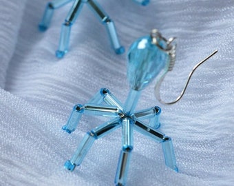 Biolojewelry -Bacteriophage Virus Biology Science Epidemiology Earrings - Light Blue Tone