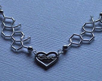 Biolojewelry - Nerd Love Testosterone & Estrogen Molecule Science Biology Chemsitry Necklace