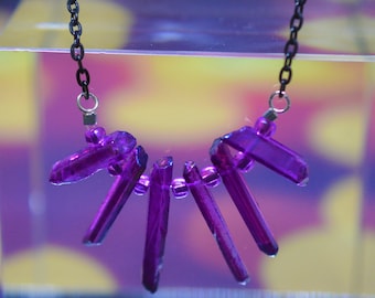 Biolojewelry - Purple Quartz Point Statement Necklace