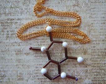 Biolojewelry - Campfire Smores Theobromine (Chocolate) Molecule Science Biology Chemistry Theme Necklace