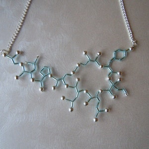 Biolojewelry - Oxytocin Love Moleucle Ice Blue Statement Necklace Biology Chemistry Anatomy