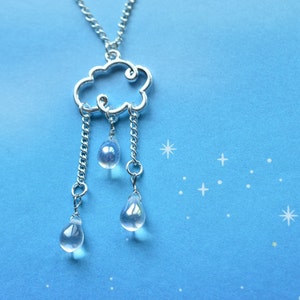 Biolojewelry - Meteorology Cloud Rain Drop Necklace