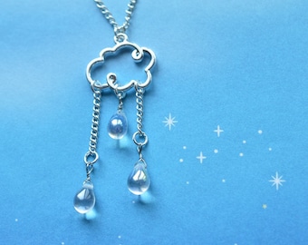 Biolojewelry - Meteorology Cloud Rain Drop Necklace