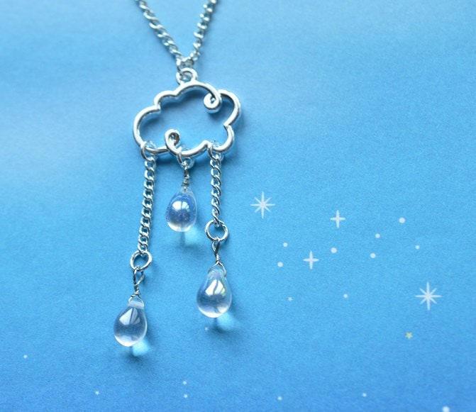 Biolojewelry - Meteorology Cloud Rain Drop Necklace