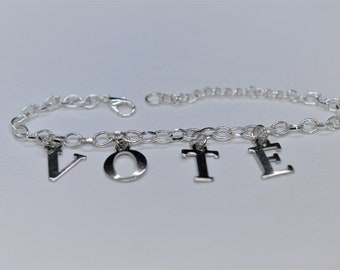 Biolojewelry -VOTE Activist Political Adjustable Charm Bracelet