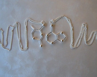 Biolojewelry - BFF DNA Base Pair Necklaces - Thymine & Adenine Science Biology Chemsitry theme