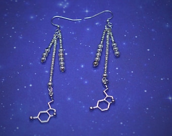 Biolojewelry - Serotonin Neurotransmitter Molecule Biology Chemistry Psychology Science Earrings