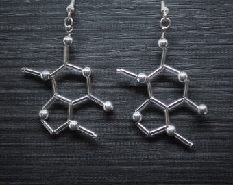 Biolojewelry - Theobromine (Chocolate) Molecule Biology Chemmistry Science Earrings