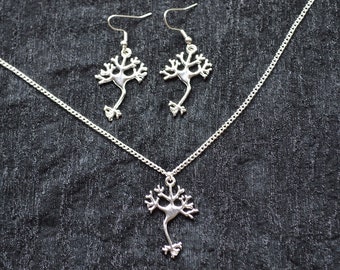 Biolojewelry - Neuron Science Bracelet Earrings and Necklace Biology Neurology Chemistry Anatomy Set