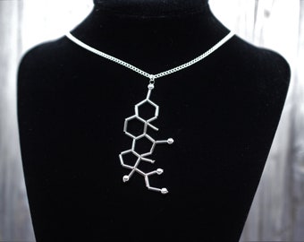 Biolojewelry - Cortisol Hormone Molecule Science Biology Chemistry Anatomy Medical Necklace